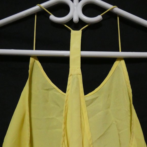 H&M | size 8 | Pastel Yellow Stylish Spaghetti Strap Chiffon Top | Camisole - Picture 7 of 13